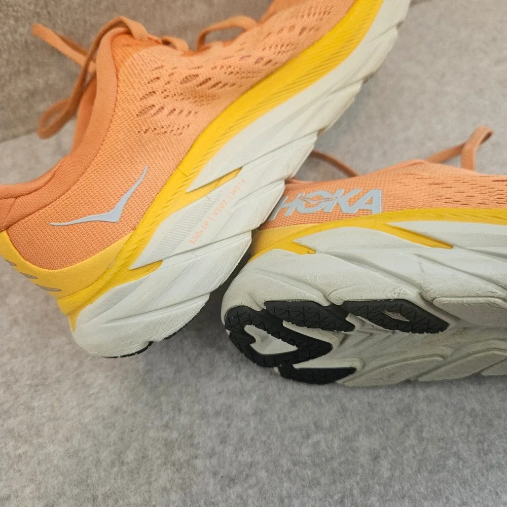 HOKA ONE ONE CLIFTON 8 | Womens Running Shoes 6.5 Orange Yellow neon athleisure